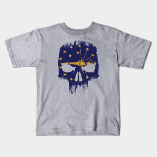 Retro Grunge Indiana State Flag Skull Kids T-Shirt